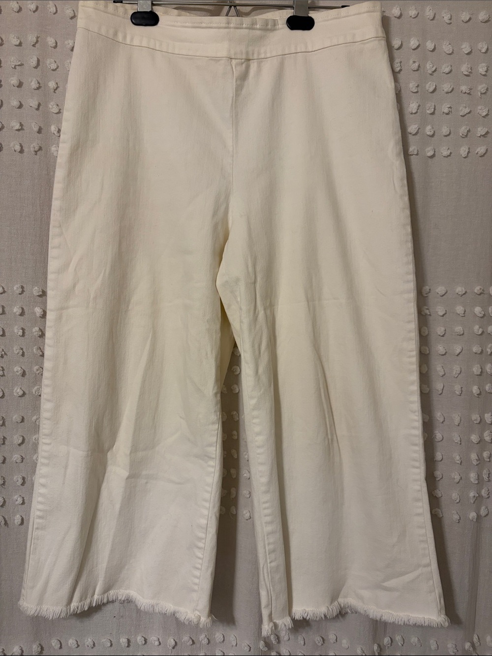 NIC+ ZOE Cream Wide-Leg Frayed Hem Pants Size 12